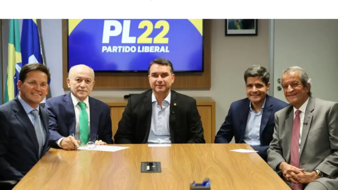 João Roma, Aroldo Cedraz, Flávio Bolsonaro, ACM Neto de Valdemar Costa Neto. Foto: Reprodução/PL